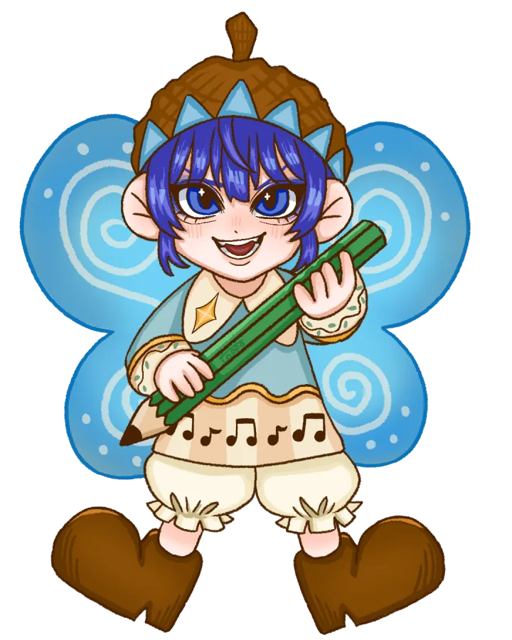 鉛筆を持つ妖精に変身したtoppoさんのイラスト